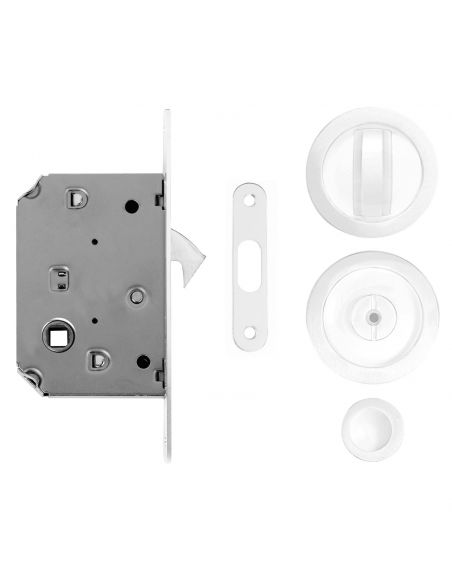 Maniglia per porta scorrevole tonda con nottolino bianco opaco