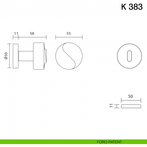 Pomolo per porta K 383 girevole Valli collezione Fusital foro patent