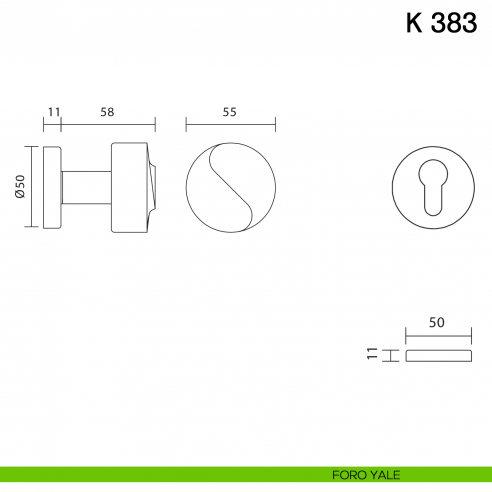 Pomolo per porta K 383 girevole Valli collezione Fusital foro yale