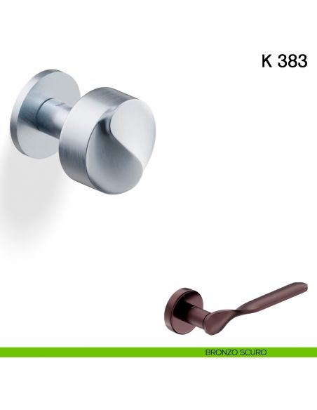Pomolo per porta K 383 girevole Valli collezione Fusital con rosetta fine bronzo scuro