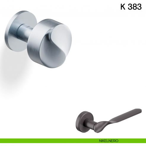 Pomolo per porta K 383 girevole Valli collezione Fusital con rosetta fine nikelnero