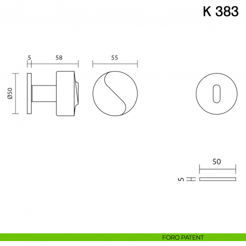 Pomolo per porta K 383 girevole Valli collezione Fusital con rosetta fine foro patent