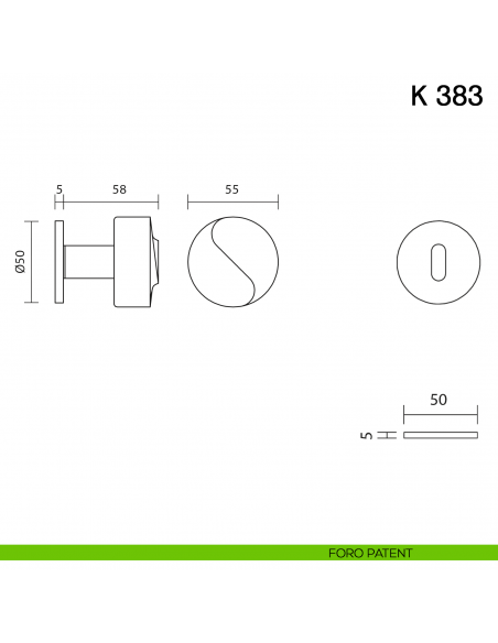 Pomolo per porta K 383 girevole Valli collezione Fusital con rosetta fine foro patent
