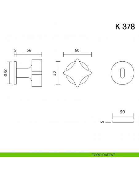 Pomolo per porta K 378 B girevole Valli collezione Fusital con rosetta fine foro patent