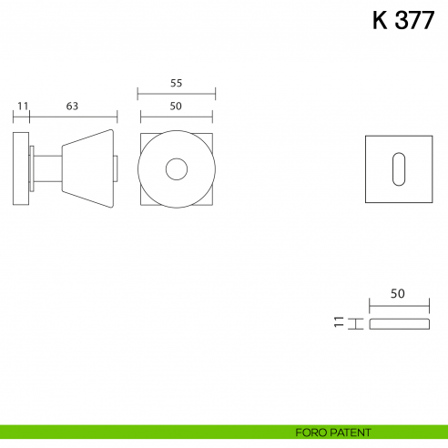Pomolo per porta K 377 girevole Valli collezione Fusital foro patent