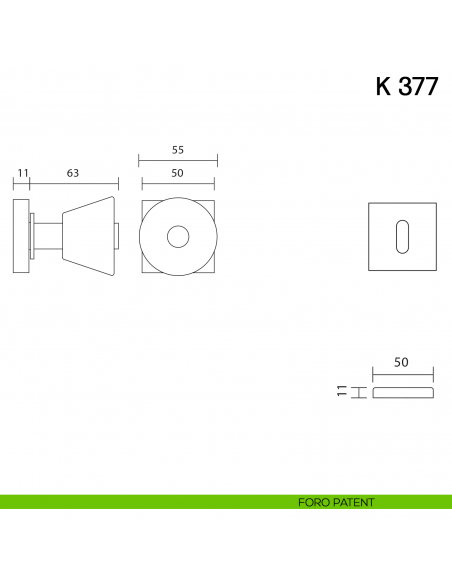 Pomolo per porta K 377 girevole Valli collezione Fusital foro patent