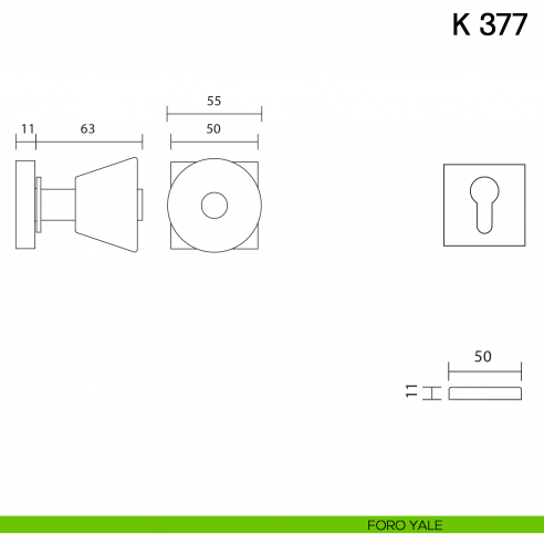 Pomolo per porta K 377 girevole Valli collezione Fusital foro yale