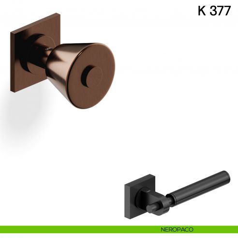 Pomolo per porta K 377 B girevole Valli collezione Fusital con rosetta fine neropaco
