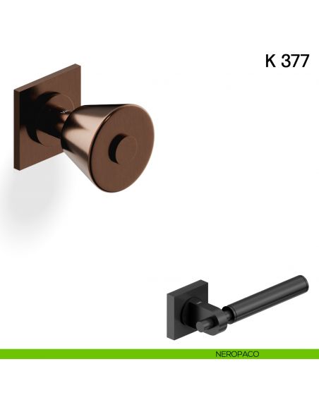 Pomolo per porta K 377 B girevole Valli collezione Fusital con rosetta fine neropaco