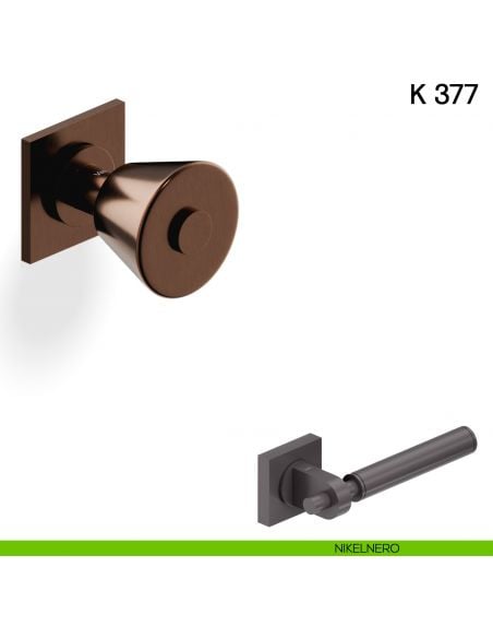 Pomolo per porta K 377 B girevole Valli collezione Fusital con rosetta fine nikelnero