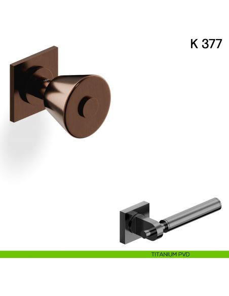 Pomolo per porta K 377 B girevole Valli collezione Fusital con rosetta fine titanium pvd