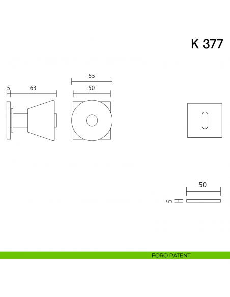 Pomolo per porta K 377 B girevole Valli collezione Fusital con rosetta fine foro patent