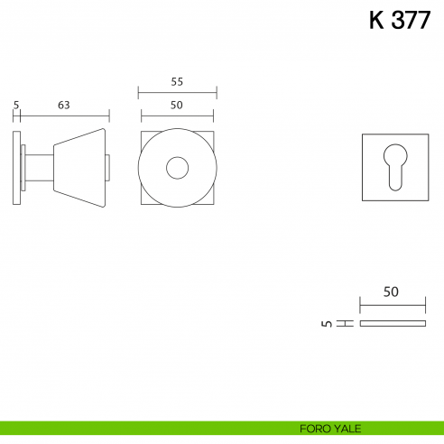 Pomolo per porta K 377 B girevole Valli collezione Fusital con rosetta fine foro yale
