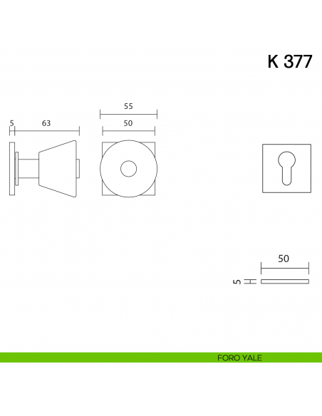 Pomolo per porta K 377 B girevole Valli collezione Fusital con rosetta fine foro yale