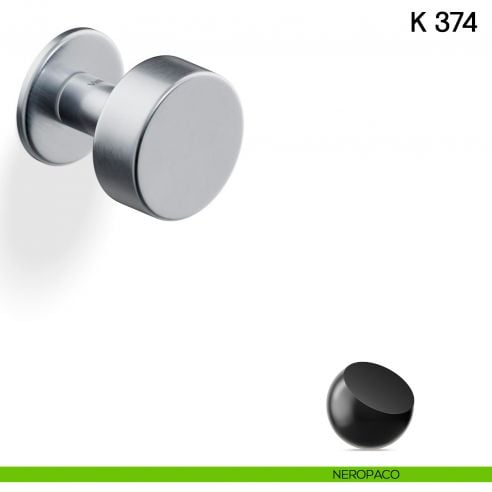 Pomolo per porta K 374 B girevole Valli collezione Fusital con rosetta fine neropaco