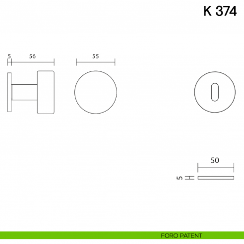 Pomolo per porta K 374 B girevole Valli collezione Fusital con rosetta fine foro patent