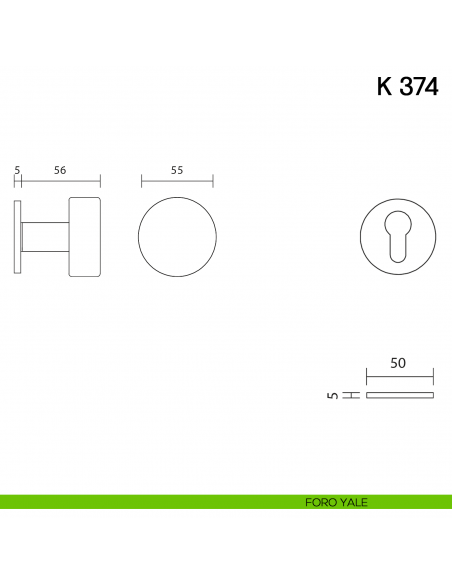 Pomolo per porta K 374 B girevole Valli collezione Fusital con rosetta fine foro yale