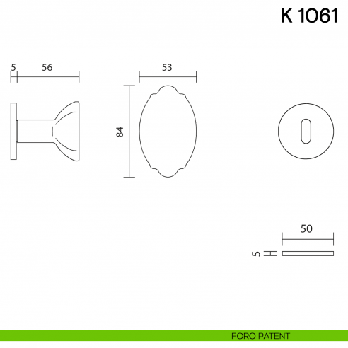 Pomolo per porta K 1061 girevole Valli collezione Fusital con rosetta fine foro patent