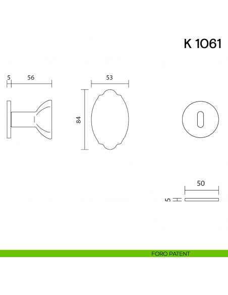 Pomolo per porta K 1061 girevole Valli collezione Fusital con rosetta fine foro patent