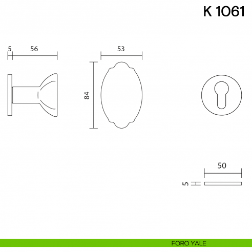 Pomolo per porta K 1061 girevole Valli collezione Fusital con rosetta fine foro yale