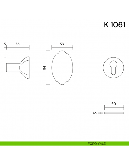 Pomolo per porta K 1061 girevole Valli collezione Fusital con rosetta fine foro yale