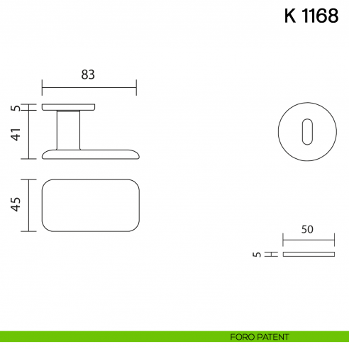 Pomolo per porta K 1168 girevole Valli collezione Lab con rosetta fine foro patent