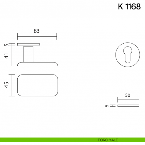 Pomolo per porta K 1168 girevole Valli collezione Lab con rosetta fine foro yale
