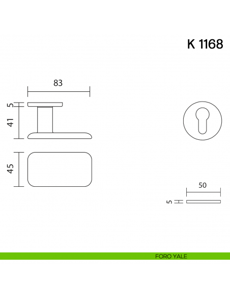 Pomolo per porta K 1168 girevole Valli collezione Lab con rosetta fine foro yale