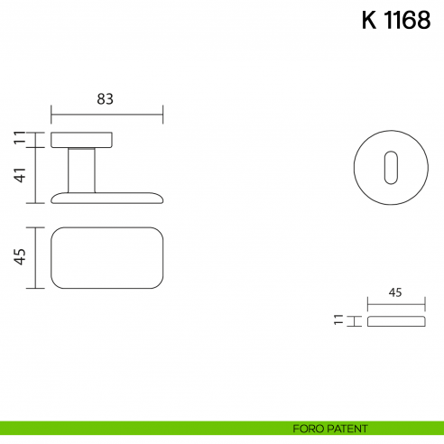 Pomolo per porta K 1168 girevole Valli collezione Lab foro patent