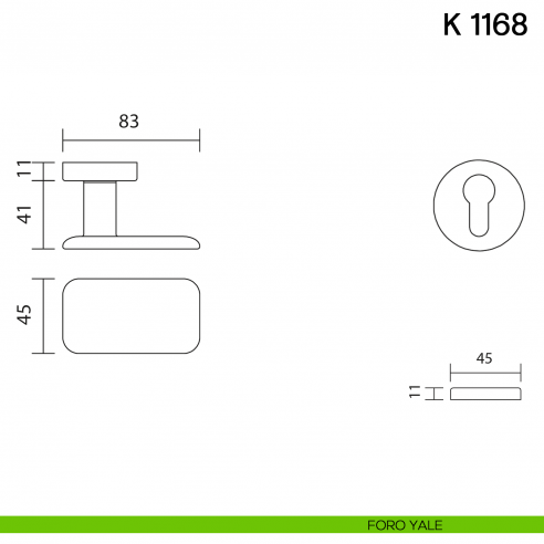 Pomolo per porta K 1168 girevole Valli collezione Lab foro yale