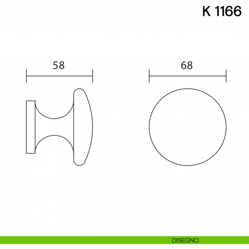 Pomolo per porta K 1166 fisso Valli collezione Lab disegno