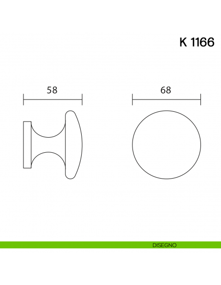 Pomolo per porta K 1166 fisso Valli collezione Lab disegno