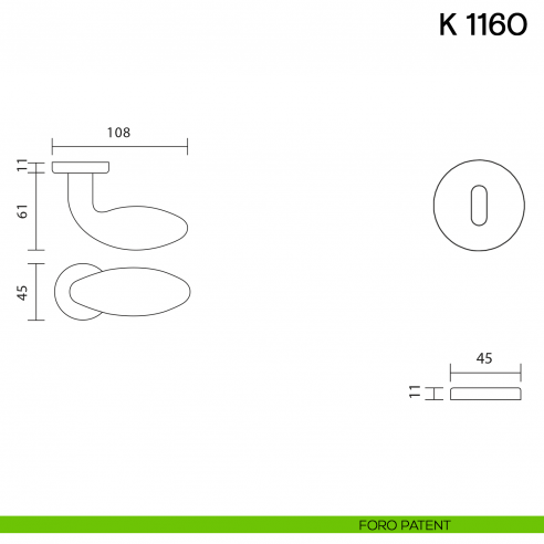 Pomolo per porta K 1160 girevole Valli collezione Lab foro patent