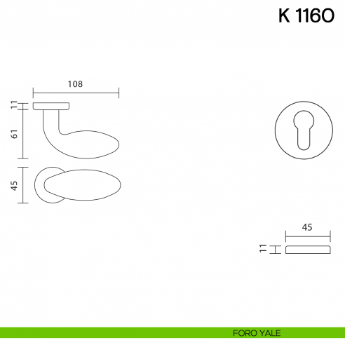 Pomolo per porta K 1160 girevole Valli collezione Lab foro yale