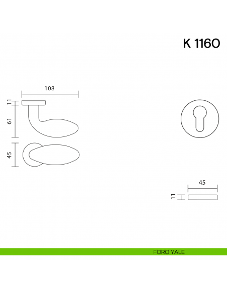 Pomolo per porta K 1160 girevole Valli collezione Lab foro yale