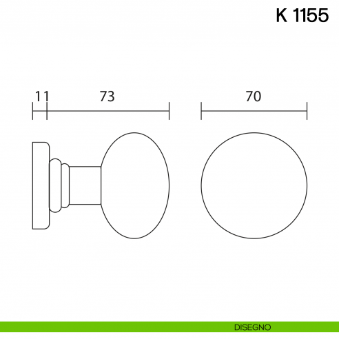 Pomolo per porta K 1155 A fisso Valli collezione Lab disegno