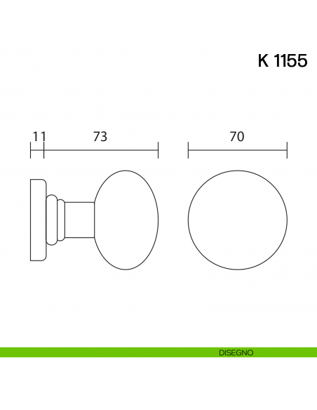 Pomolo per porta K 1155 A fisso Valli collezione Lab disegno