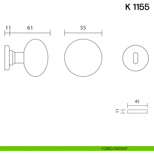 Pomolo per porta K 1155 girevole Valli collezione Lab foro patent