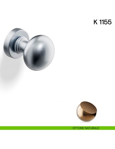 Pomolo per porta K 1155 girevole Valli & Valli ottone naturale
