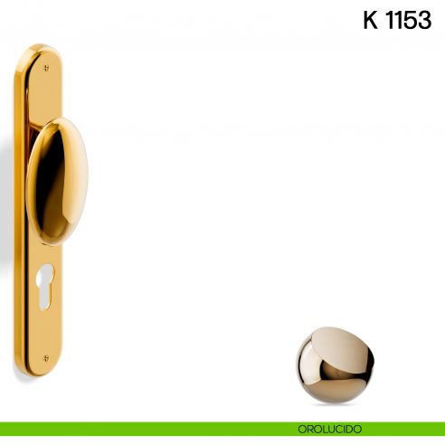 Pomolo per porta K 1153 fisso Valli collezione Lab con placca yale orolucido