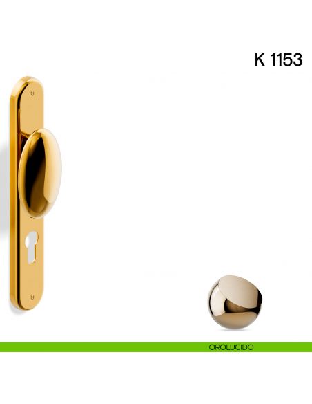 Pomolo per porta K 1153 fisso Valli collezione Lab con placca yale orolucido