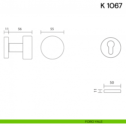 Pomolo per porta K 1067 girevole Valli collezione Lab foro yale