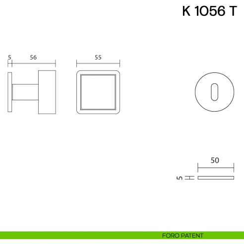 Pomolo per porta K 1056 T girevole Valli collezione Lab con rosetta fine foro patent