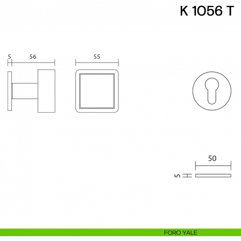 Pomolo per porta K 1056 T girevole Valli collezione Lab con rosetta fine foro yale