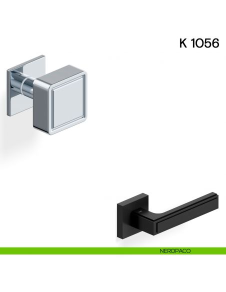 Pomolo girevole per porta K 1056 Valli collezione Lab con rosetta fine neropaco