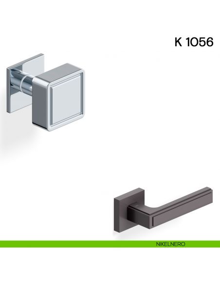 Pomolo girevole per porta K 1056 Valli collezione Lab con rosetta fine nikelnero