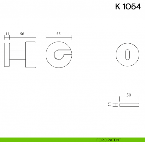 Pomolo girevole per porta K 1054 Valli collezione Lab foro patent
