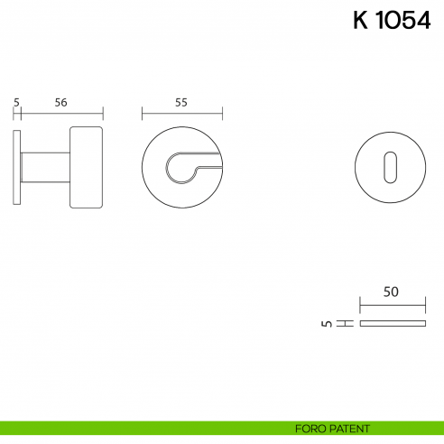 Pomolo girevole per porta K 1054 Valli collezione Lab con rosetta fine foro patent