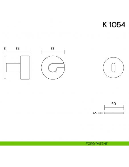 Pomolo girevole per porta K 1054 Valli collezione Lab con rosetta fine foro patent