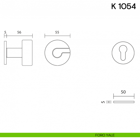 Pomolo girevole per porta K 1054 Valli collezione Lab con rosetta fine foro yale